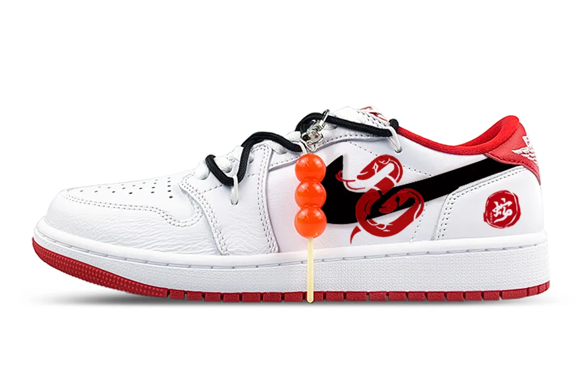 Jordan Air Jordan 1 Abrasion Resistant Slip Resistant Low top Vintage Basketball Shoes Unisex White Red