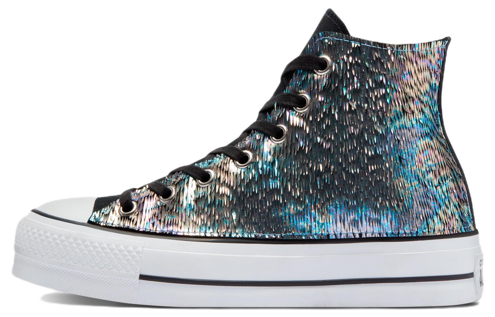 Converse Chuck Taylor All Star Lift Platform Iridescent High top Canvas Shoes Unisex Rainbow