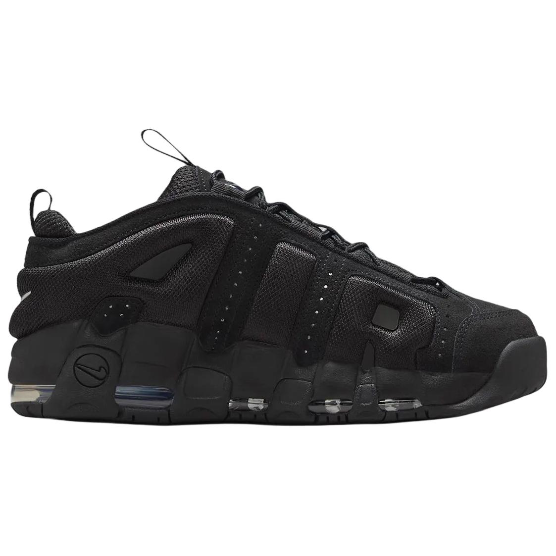 Nike Air More Uptempo Textile, Leather Low top Basketball Shoes Unisex Black