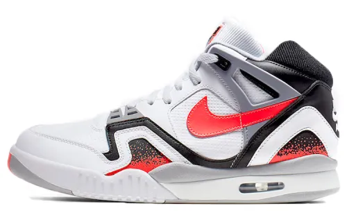 Nike Tech Challenge 2 Hot Lava Fabric Leather Hot Lava Daily Shock Absorbing Anti-Slip Mid Top Retro Basketball Shoes Men's White