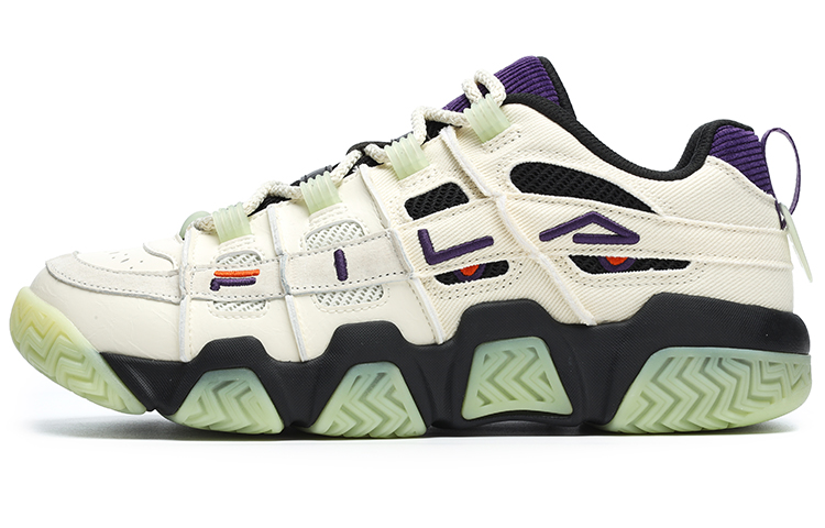 FILA FUSION BUSTER Puffy Shoes Textile, Synthetic Leather Low top Vintage Basketball Shoes Men's White Purple