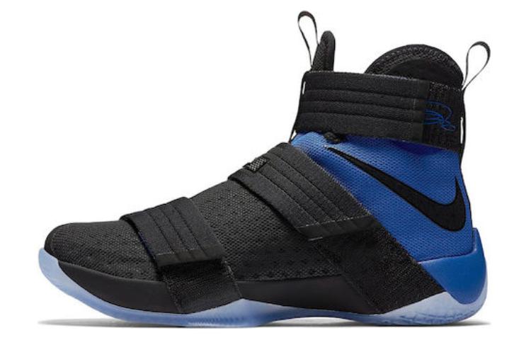 Nike Zoom soldier 10 Black Royal James Round Toe Velcro Non-Slip Lightweight High Top Practical Basketball Shoes Men's Black