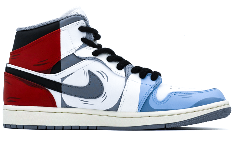 Jordan Air Jordan 1 Mid top Vintage Basketball Shoes Men’s Red Blue Gray