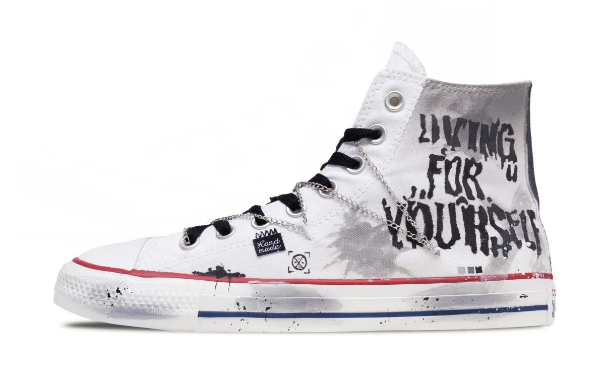 Converse Chuck Taylor All Star Black Cross, Foot Tip Art Painting High top Canvas Shoes Unisex White Black