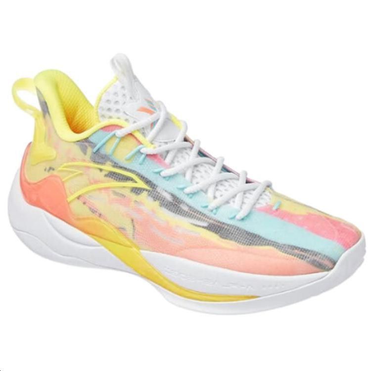 Anta Mountain 2 Cushioning Abrasion Resistant Cushioning, Wear Resistant Low top Basketball Shoes Men’s White Yellow