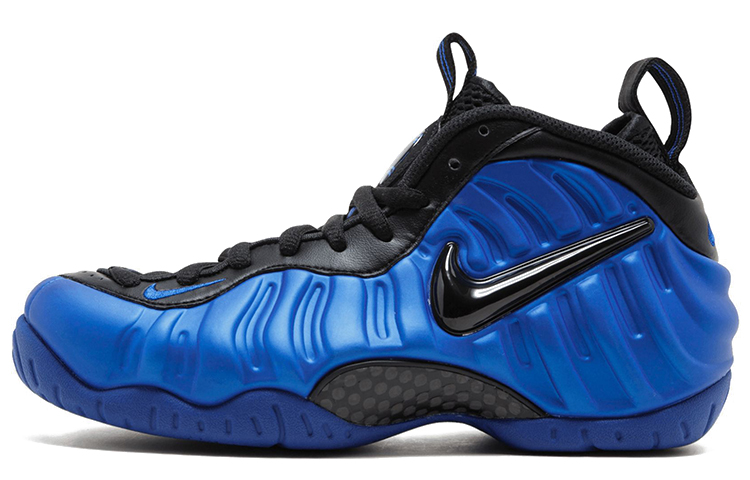 Nike Foamposite Pro Air Hyper Cobalt Leather OG Model Spray Foam Shock Absorbing Support Mid Top Retro Basketball Shoes Men and Women Same Style Blue Black Foam