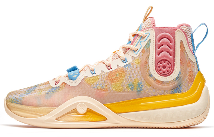XTEP Royal Wind Generation Cushioning Slip Resistant Abrasion Resistant High top Basketball Shoes Men’s Orange Pink