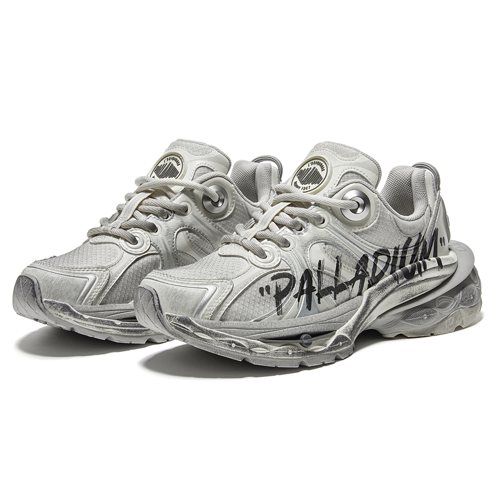 Palladium PALLALOOP JG TTL Slip Resistant Abrasion Resistant Low top Chunky Sneakers Unisex Ecru Silver Gray