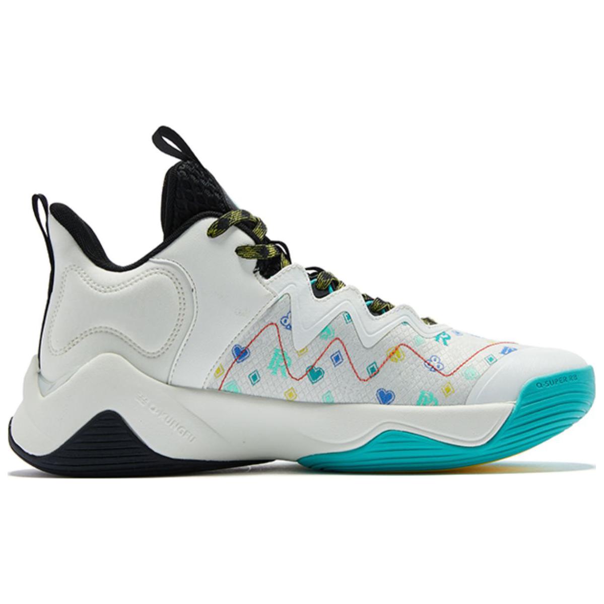 QIAODAN Shui Textile, Synthetic Leather, TPU Rebound Low top Basketball Shoes Men’s White Blue