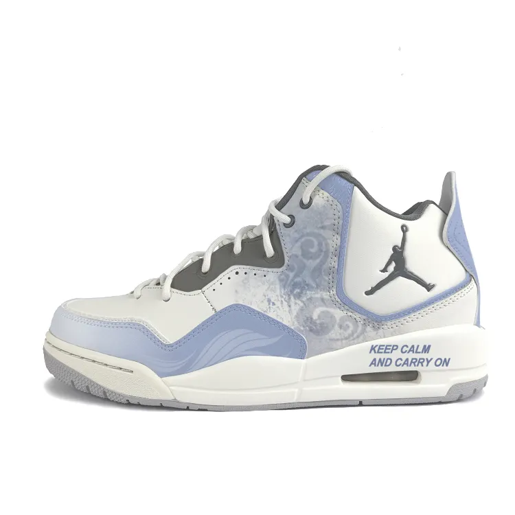 Jordan Courtside 23 Cushioning Slip Resistant Mid top Vintage Basketball Shoes Men's Blue White