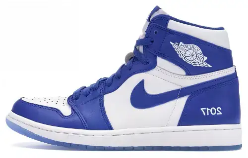 Jordan Air Jordan 1 Retro High Breathable And Lightweight High top Vintage Basketball Shoes Unisex White Blue