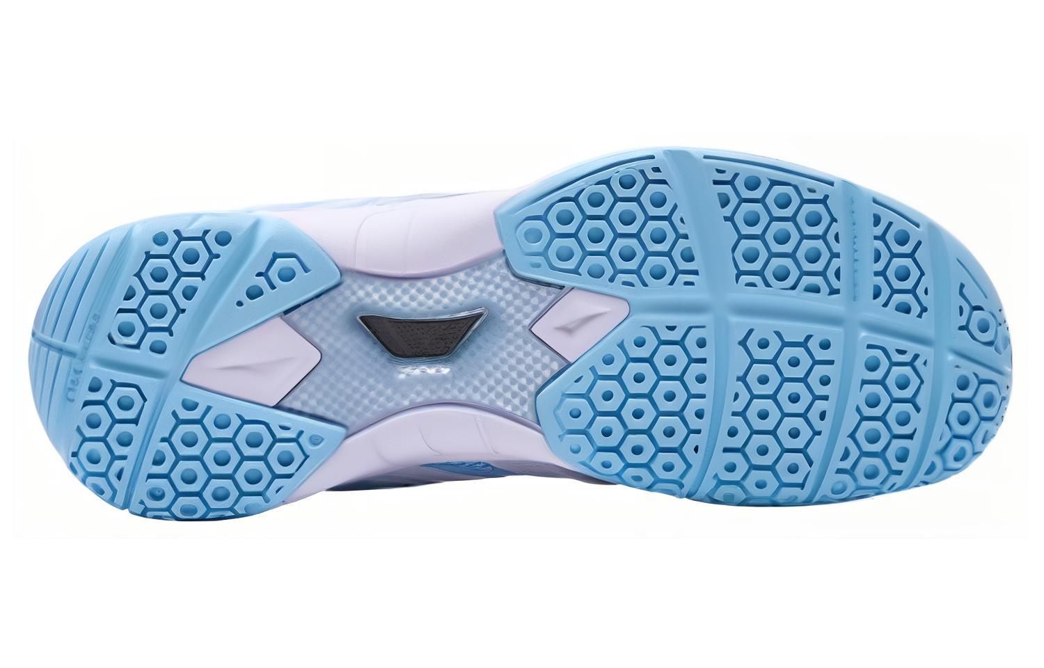 KUMPOO Eagle Claw Comfortable Round Toe Cushioning Breathable Lightweight Low top Badminton Shoes Unisex White Blue