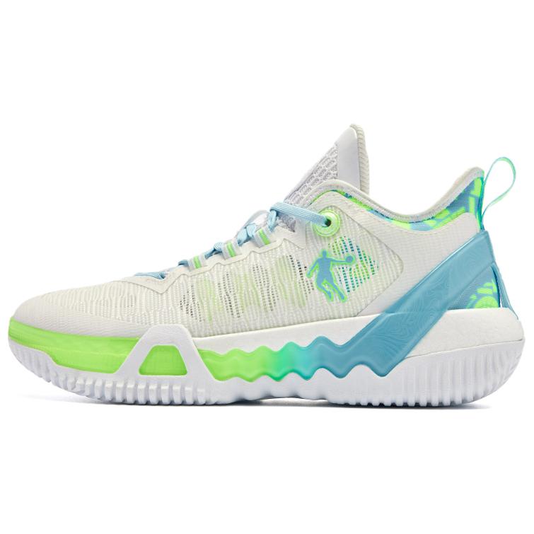 QIAODAN Low top Basketball Shoes Men’s White Green Blue