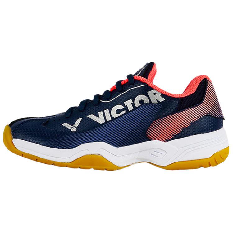 VICTOR Slip Resistant And Breathable Height Increasing Low top Badminton Shoes Women’s Navy Blue Red