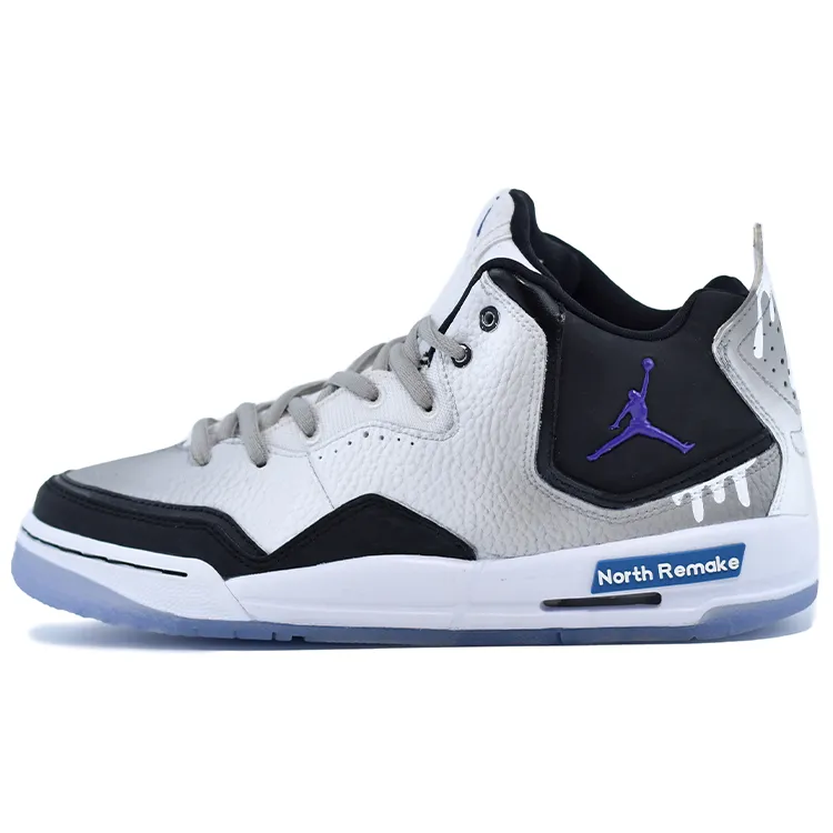Jordan Courtside 23 Stuffed Oreo Slip Resistant Abrasion Resistant Mid top Vintage Basketball Shoes Men's Black White