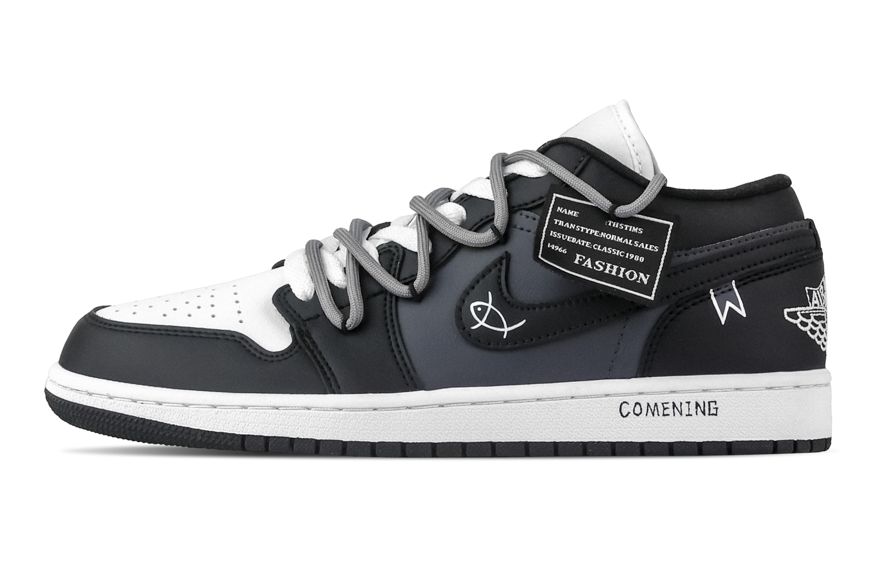 Jordan Air Jordan 1 Gongjian Crossing, Heart Box Low top Vintage Basketball Shoes Unisex Black Blue