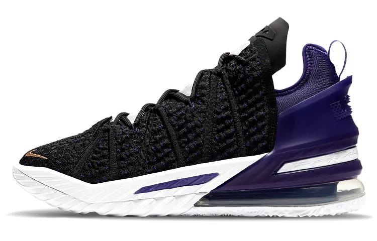 Nike Lebron 18 Mid top Air Max/Air Zoom Basketball Shoes Unisex Black Purple Gold Asian Version