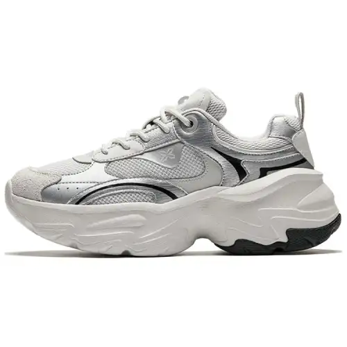 Anta Abrasion Resistant Support Height Increasing Low top Chunky Sneakers Women's Silver Gray