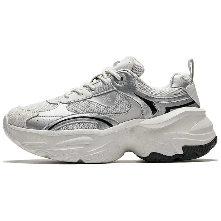 Anta Abrasion Resistant Support Height Increasing Low top Chunky Sneakers Women's Silver Gray