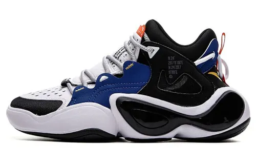 Anta Lunar Eclipse Cushioning Slip Resistant Abrasion Resistant Mid top Running Shoes Men's White Black Blue