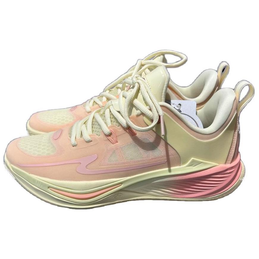 Erke Qianxun, Qidan Cushioning, Wear Resistant Low top Basketball Shoes Men’s Cream Pink