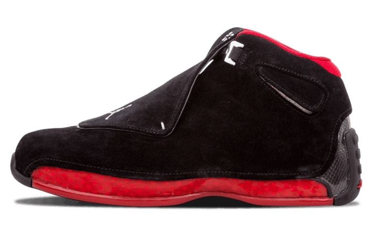 Jordan Air Jordan 18 Retro Bred CDP Solo Non-slip Lightweight Mid-top Retro Basketball Shoes Men's Black Red 2008 Edition