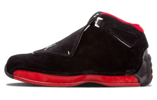 Jordan Air Jordan 18 Retro Bred CDP Solo Non-slip Lightweight Mid-top Retro Basketball Shoes Men's Black Red 2008 Edition