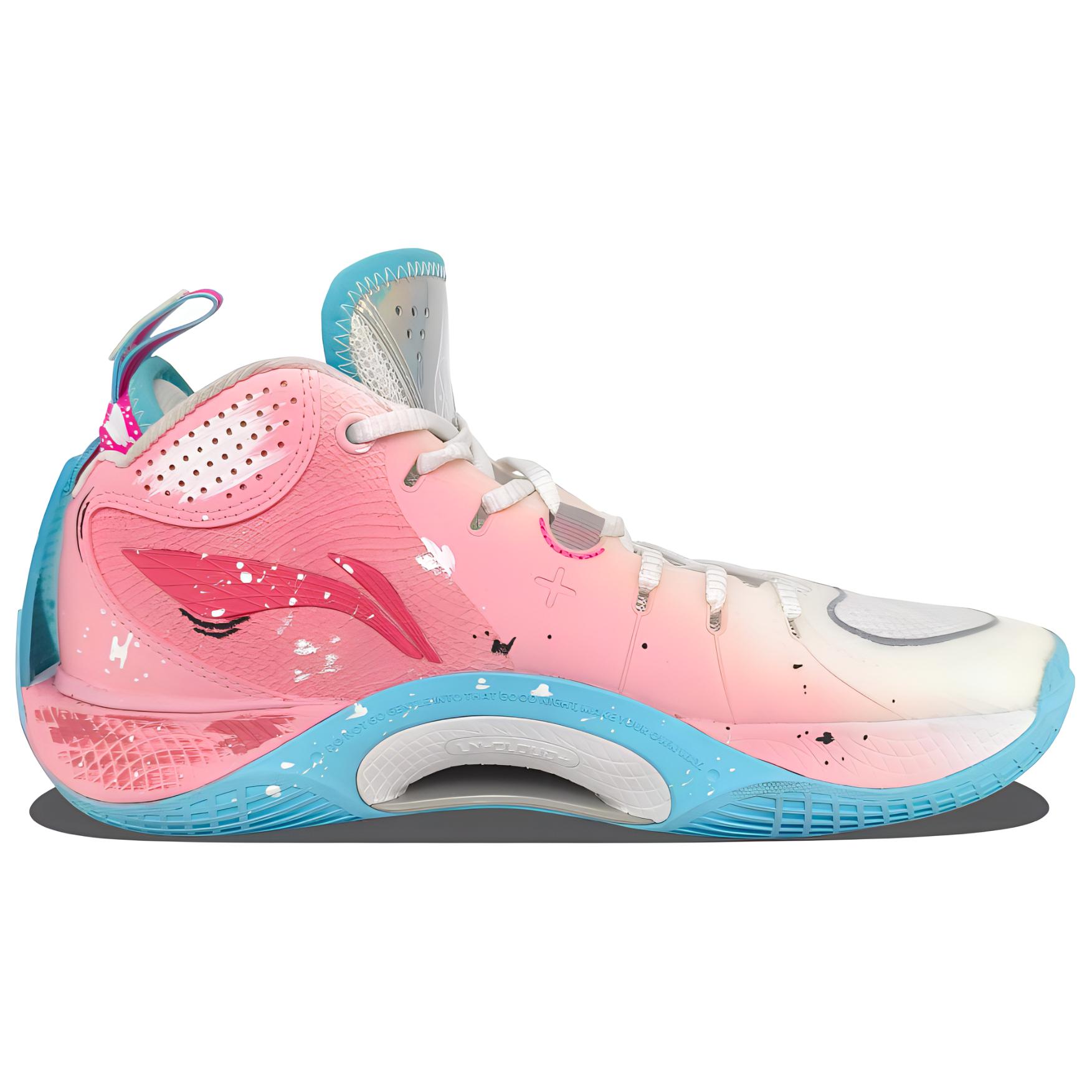 Li Ning Cushioning Breathable Rebound Cushioning Breathable Rebound Mid top Basketball Shoes Men’s Pink