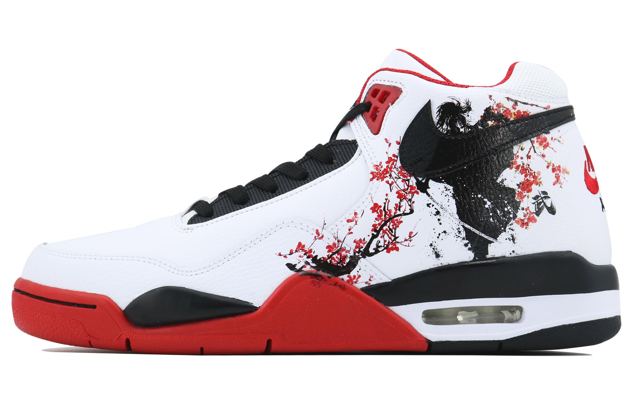 Nike Flight Legacy Mid top Vintage Basketball Shoes Unisex White Black Red