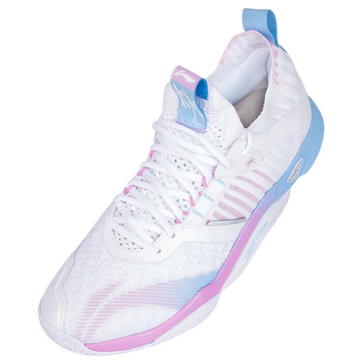 Li Ning Raid Slip Resistant And Breathable Low top Badminton Shoes Unisex White Pink