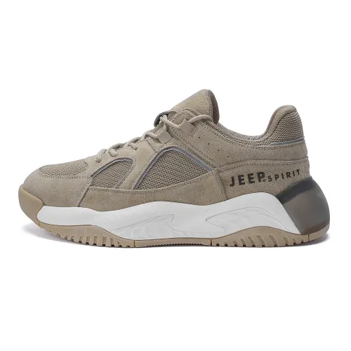 JEEP SPIRIT Breathable Abrasion Resistant Height Increasing Low top Chunky Sneakers Men's Sandstone