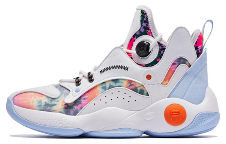 QIAODAN Cushioning Slip Resistant Abrasion Resistant High top Basketball Shoes Men’s White Blue Orange