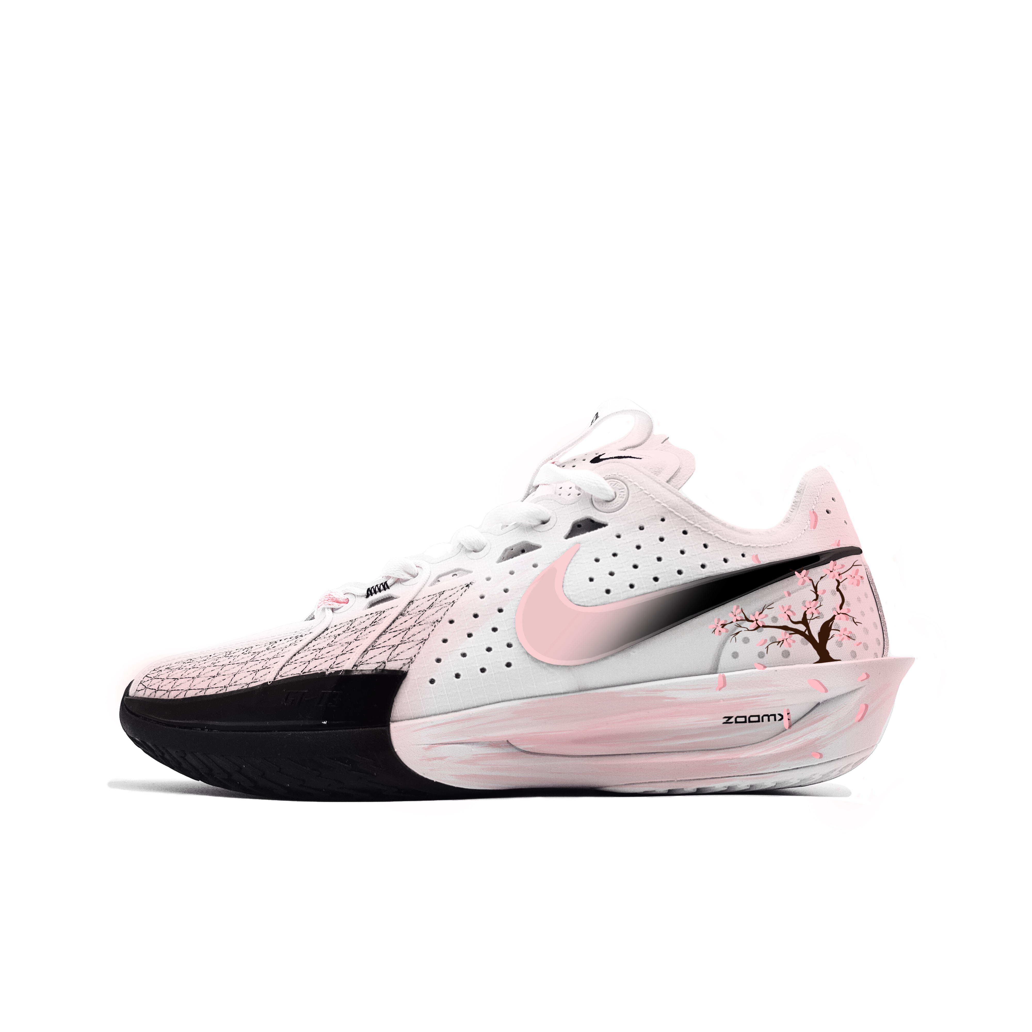 Nike Air Zoom G.T. Cut3 Pink Cherry Blossom Snow Low top Basketball Shoes Unisex Pink White Black