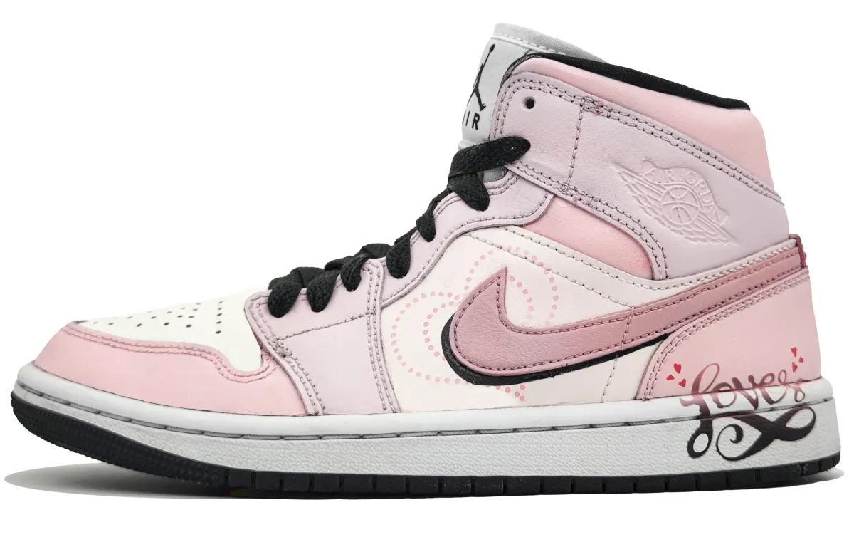 Jordan Air Jordan 1 Abrasion Resistant Abrasion Resistant Mid top Vintage Basketball Shoes Women's Love Pink