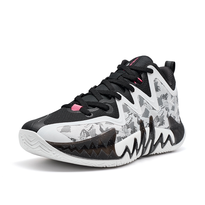 XTEP Cushioning Abrasion Resistant Cushioning, Wear Resistant Low top Basketball Shoes Men’s Black/Classic White