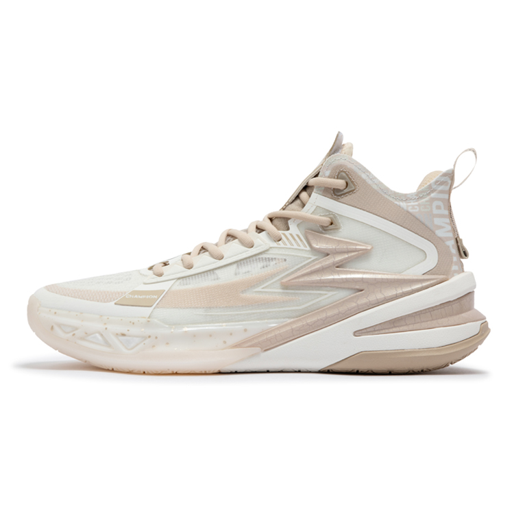361° BIG3 5.0 Pro PE Cushioning Anti-Slip And Wear-Resistant Mid-Top Carbon Plate Basketball Shoes Men’s White Pink