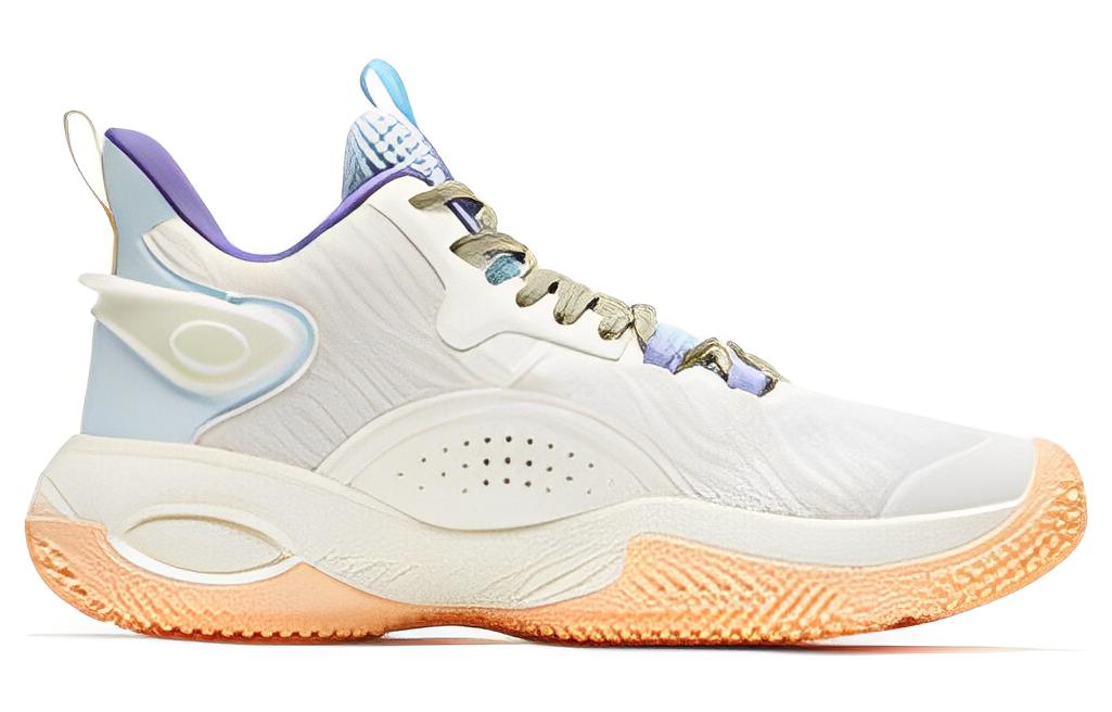 QIAODAN Q KUNGFU Cushioning Slip Resistant Abrasion Resistant Mid top Basketball Shoes Men’s Yellow Blue
