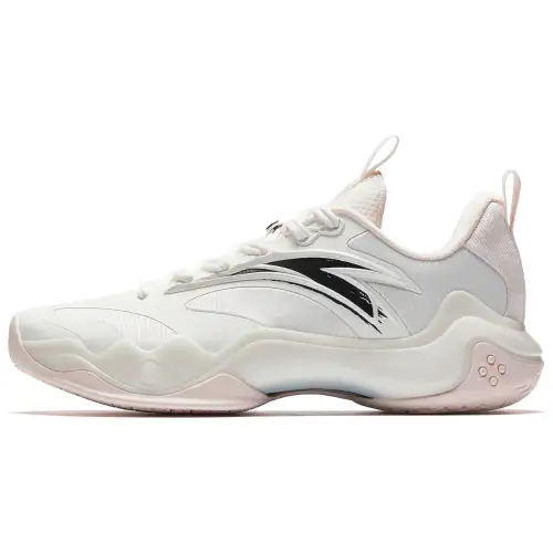 Anta Shock Wave 4 Slip Resistant, Abrasion Resistant, Breathable Low top Basketball Shoes Men's White Pink