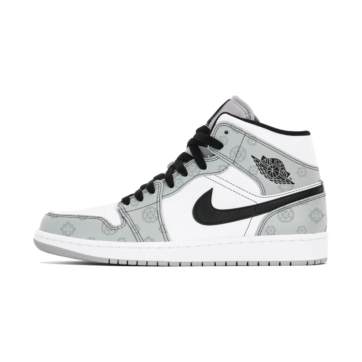 Jordan Air Jordan 1 Cushioning Slip Resistant Abrasion Resistant Mid top Vintage Basketball Shoes Men's White Gray