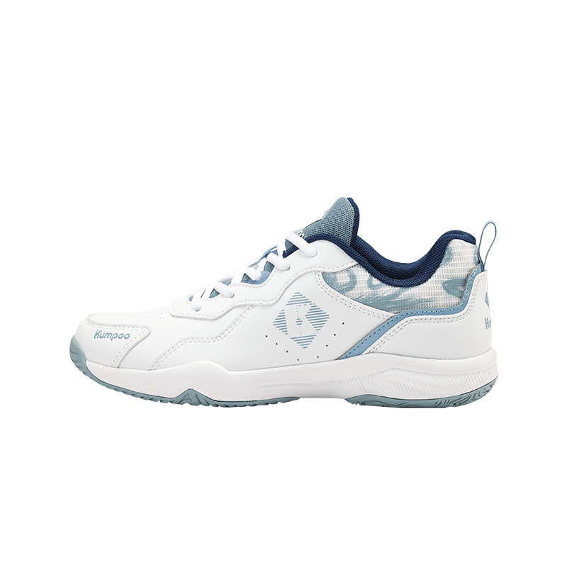 KUMPOO Cushioning Slip Resistant Support Low top Badminton Shoes Unisex White Blue