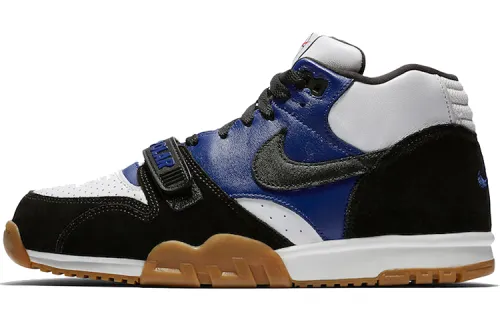 POLAR SKATE CO x Nike Air Trainer 1 Leather All-match Non-slip Lightweight Middle Top Retro Basketball Shoes Men's Blue and White