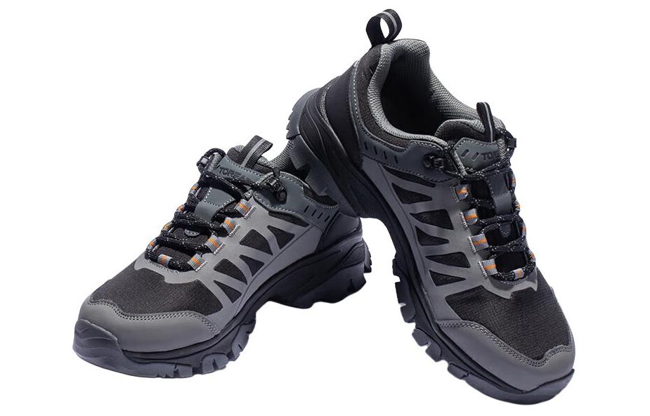 TOREAD Slip Resistant Abrasion Resistant Slip Resistant Abrasion Resistant Low top Hiking Shoes Men’s Gray Black