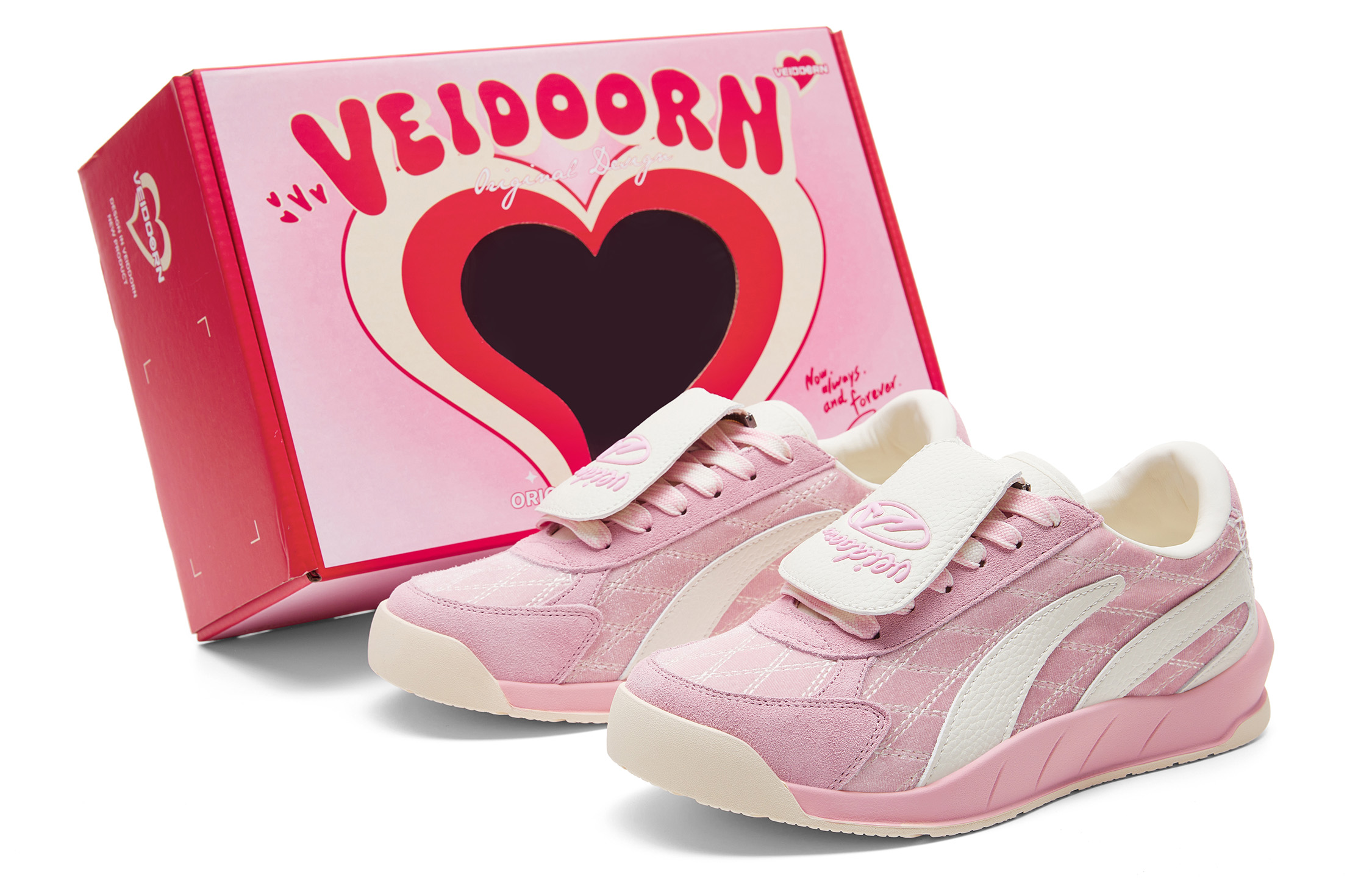 VEIDOORN Slip Resistant Abrasion Resistant Low top Casual Shoes Women’s Pink White