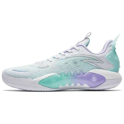 Anta Shock Wave 5 Team V2 Cushioning, Wear Resistant Low top Basketball Shoes Men's White Blue Purple