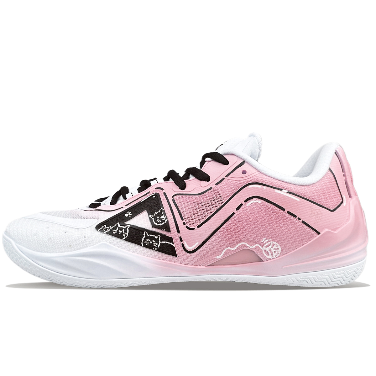 PEAK Slip Resistant Abrasion Resistant Low top Basketball Shoes Men’s White Pink