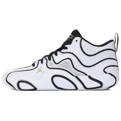 Jordan Tatum 3 Slip Resistant Abrasion Resistant Mid top Basketball Shoes Men's Black White