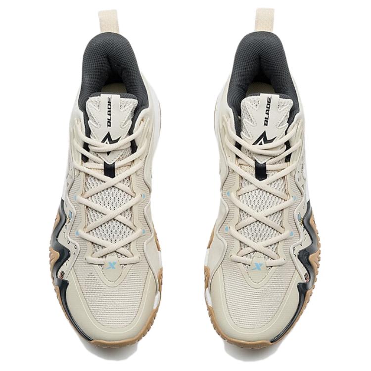 XTEP Slip Resistant And Abrasion Resistant Coverage Mid top Basketball Shoes Men’s Tea White