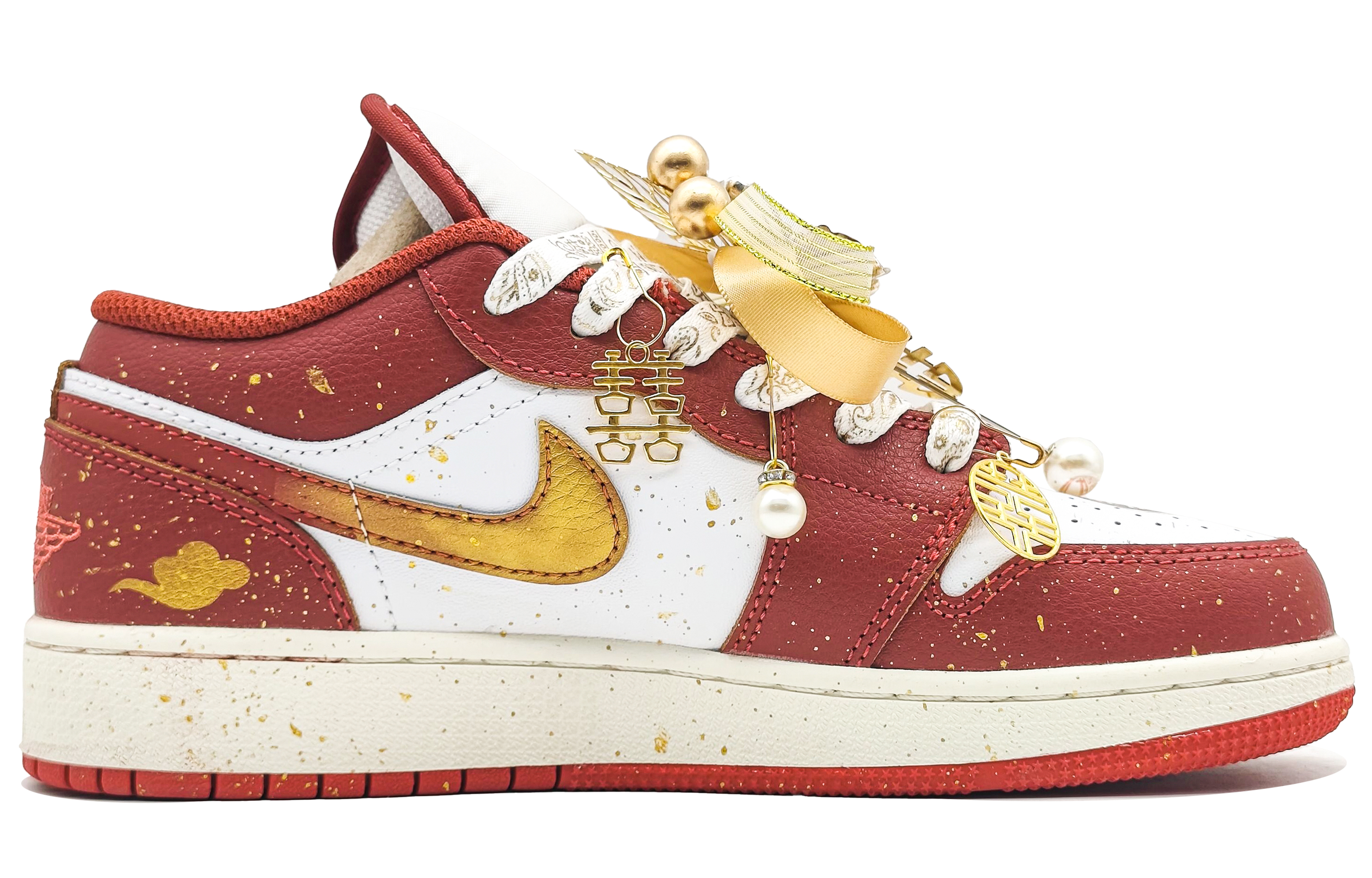 Jordan Air Jordan 1 Abrasion Resistant Abrasion Resistant Low top Vintage Basketball Shoes Unisex Joyful Red