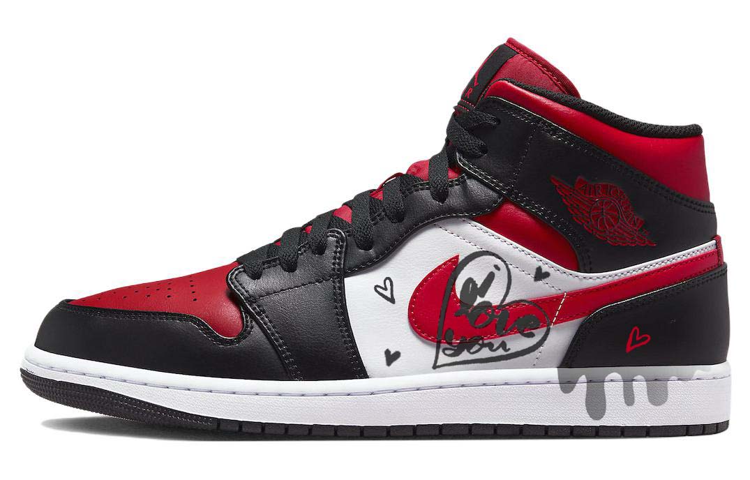 Jordan Air Jordan 1 Vintage Basketball Shoes Men's Mid Top Black/Red