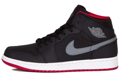 Jordan 1 Mid Black Cool Grey Gym Red